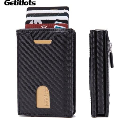 Card Holder Anti Magnetism Anti-Theft Multi-Function PU Wallet Men Aluminum Alloy Bank Card Automatic Pop-Up Card Box Business