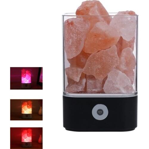 USB Power 4Mode Touch Switch Colorful Himalayan Crystal Salt Stone 3W Led Anion Night Light Air Purification Lamp