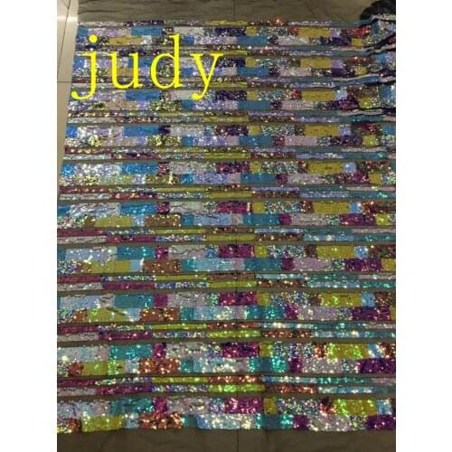 Stock 5yards/bag Multicolored, sequined, striped dress fabric, fashion stage wedding dress HY011 Free shipping