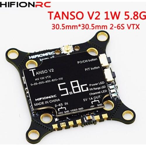 HIFIONRC TANSO V2 5.8G 30.5mm*30.5mm 2-6S Video Transmitter 1W High Voltage Stable VTX for FPV Racing RC Drone Freestyle