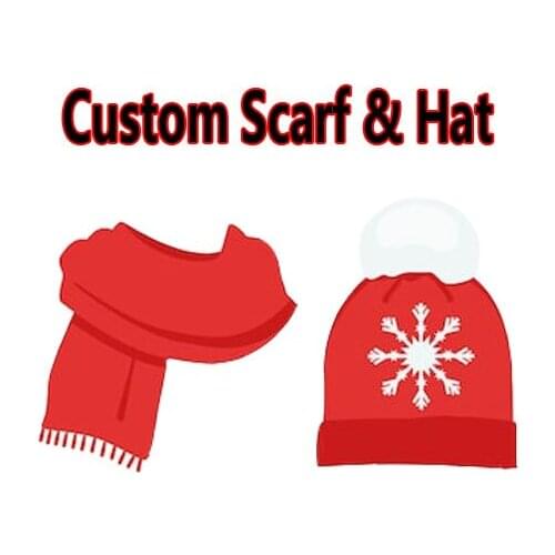 Custom Knitted Hat And Scarf With Embroidery Jacquard Logo Winter Warm A Set Of Beanie And Shawl Unisex