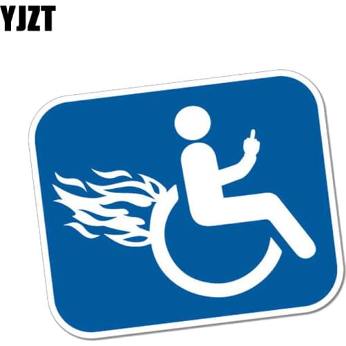 YJZT 12.7CM*10.4CM Funny Disable Furious Wheelchair PVC Motorcycle Car Sticker 11-00319