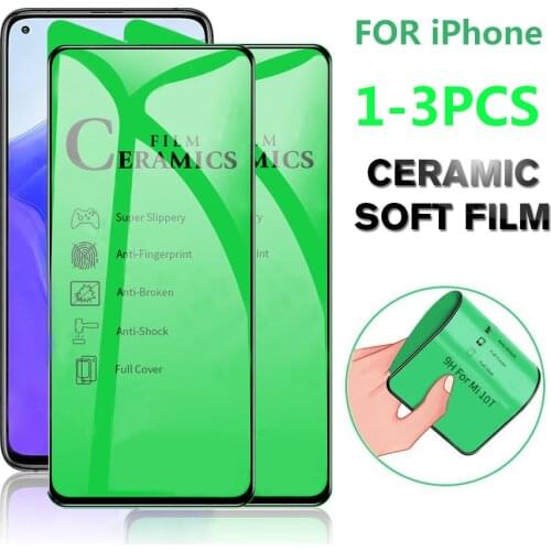 1-3PCS Full Glue Soft Glass for IPhone 11 Pro Max XS XR X 8 7 Plus PET Ceramics Ultrathin Screen Protector for IPhone 12 Pro Max
