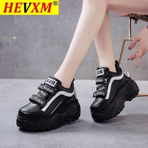 2021 Thick Bottom Chunky Sneakers Women White Black Patchwork High Platform Shoes Woman Casual Autumn Winter Wedges Footwear