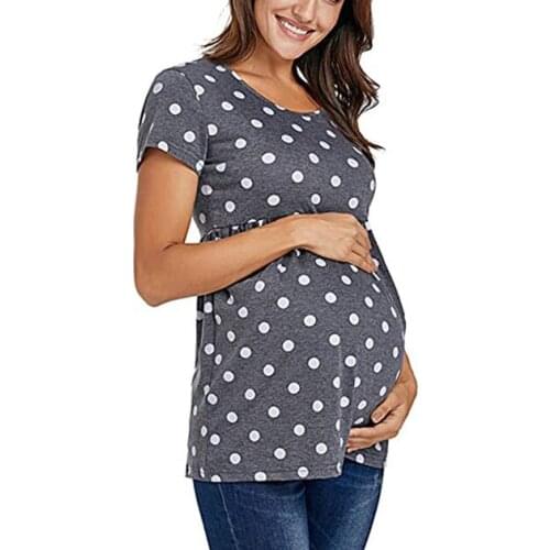 2021 Summer Tees Maternity Tops Women Maternity Short Sleeve Nursing Tunic Top Fashion Print Tops Pregnancy T-shirt Clothes