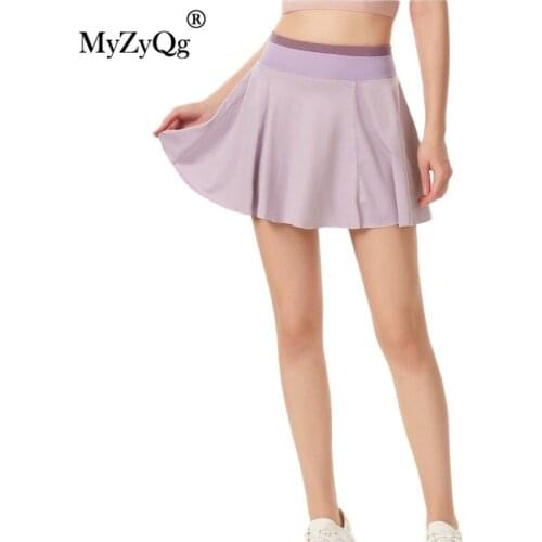 Women Sports Running Shorts Pleated Skirts Anti-Exposure Quick Drying Culottes Breathable Bodybuilding Fitness Gym Jogging Short