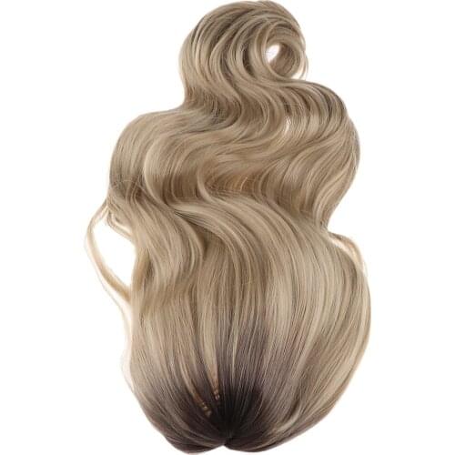 Golden Wig Long Curly Wavy Hair Wigs for Girl Heat Friendly Synthetic Cosplay Party Wigs