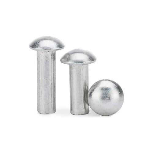 10pcs M8 half round head aluminum rivets pan header solid rivet knock rivetings beat hit riveting GB867 10mm-50mm length