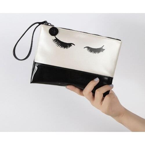 10 Pcs Fashion Lady Eyelash Pattern Cosmetic Bags With Zipper Clutch Women Make Up Organizer Q1QA