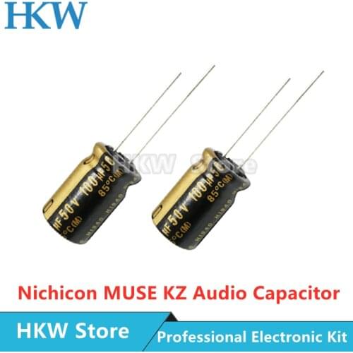 10pcs New Nichicon MUSE KZ Series 25V 50V 100V 10UF 22UF 33UF 47UF 100UF 220UF 470UF 1000UF Hi-Fi Audio Capacitor Copper Feet
