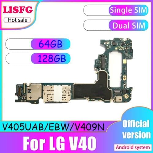 100% Unlocked single dual sim Motherboard For LG V40 V405UAB/UA/QA7 V405EBW/EB V409N Motherboard Logic Board With Android System