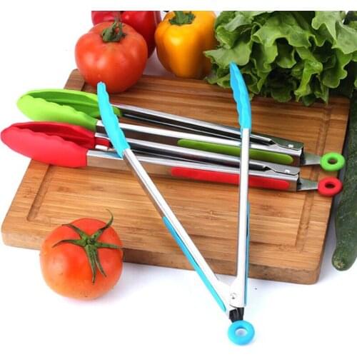 2 PCS BBQ Tool 8 Inch Dessert Tongs Silicone Nylon Food Tongs Barbecue Tongs Kitchen Cooking Gadgets Barbecue Accessories