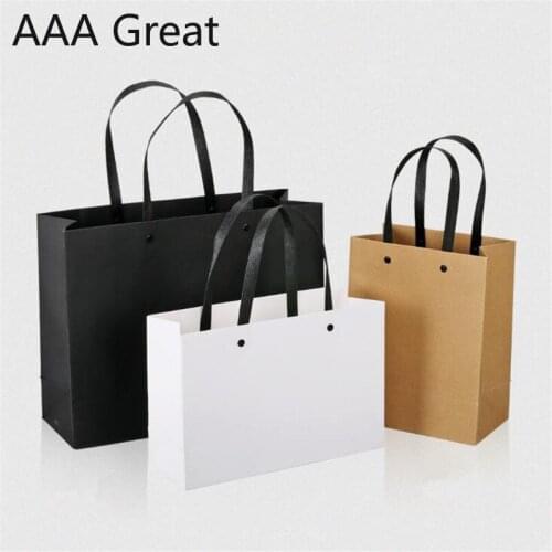 20Pcs/Lot Festival Gifts Kraft Paper Bag Shopping Bags Wedding Multifunction Brown White Black Paper Bag With Handle Packaging