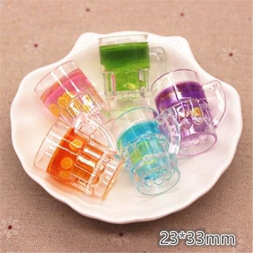 5pcs New Design Mix Colors 3D Plastic Fruit Tea Cup DIY Craft/Jewelry Accessory,23*33mm