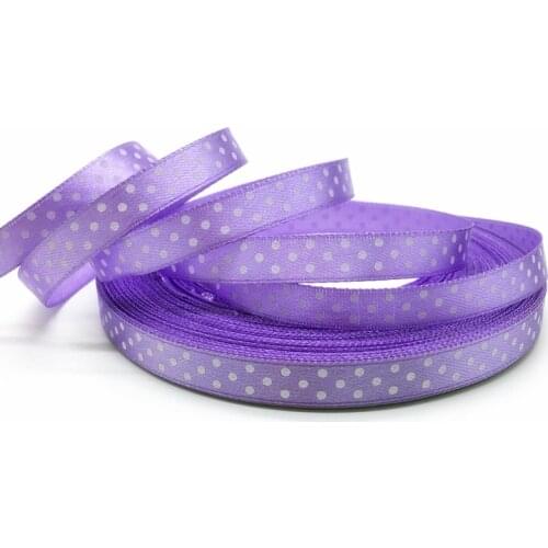 5yards/lot 3/8"(10mm) Light purple Printing Dots Satin Ribbon Printed Polyester Ribbon DIY Bow Hair Wedding Handmade Materials