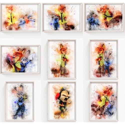 5D Diamond Painting Cross Stitch Kits Disney Zootopia Judy and Nick Mosaic Diamond Embroidery Full Square Home Decor Gift
