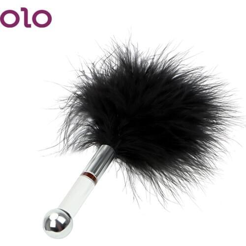 OLO Anal Plug with Feather Tail Mini Steel Ball G-spot Climax Butt Plug Adult SM Games Sex Toys for Women Couple Flirting Stick