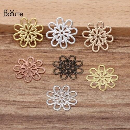 BoYuTe (100 Pieces/Lot) 18MM Metal Brass Filigree Flower Findings Diy Hand Made Jewelry Making Accessories Wholesale