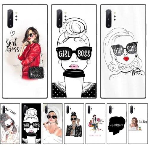 Girl Boss Pink Women power Soft black Phone Case For Samsung Galaxy S8 S9 S10 Plus Lite S10E Note 3 4 5 6 7 8 9 10 Pro