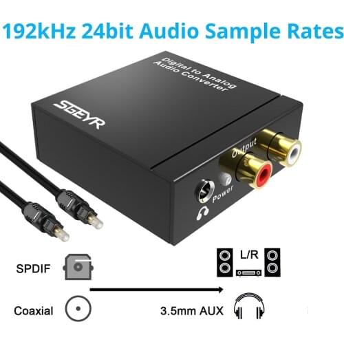 DAC Digital to Analog Converter SGEYR Digital SPDIF Toslink to Analog Stereo Audio L/R Converter 3.5mm Jack(Headphone) Output