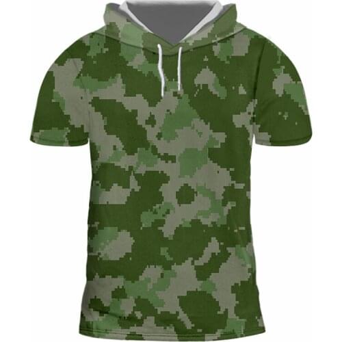 IFPD Outdoor Sports Camouflage Printed Hooded T-shirts Camping 3D Men Summer Tops Unisex Camo Fashion Casual Clothing Wholesale