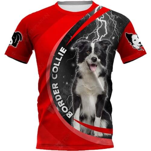 PLstar Cosmos Border Collie 3D Printed t-shirt Harajuku Streetwear T shirts Funny Animal Men For Women Short Sleeve 05