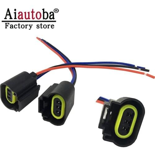 Aiautoba 2PCS H13 Halogen Light-emitting Diode Headlight Female Connectors Adapter Plug With Pigtail Wire for Headlights Lamps