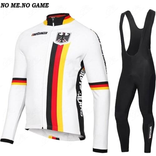Autumn Winter Germany Cycling Jersey Set Mens Long Sleeve Pro Team Bicycle Clothes With Bib PANTS Mountain Bike Wear Clothing