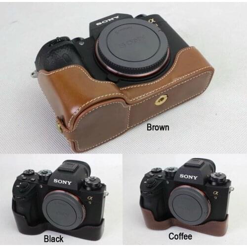 Leather Camera Protect Half Case Grip For Sony Alpha A9 / A7 Mark III