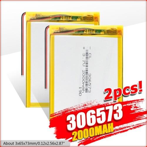 New 3.7V 2000mAh 306573 Lithium Polymer LiPo Rechargeable Battery cells power For PAD GPS Vedio Game E-Book Tablet PC Power Bank