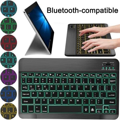 Mini Keyboard Bluetooth-compatible RGB LED Wireless Slim Backlight Keyboard For iPhone iPad Android Tablet Windows Tablet Phone
