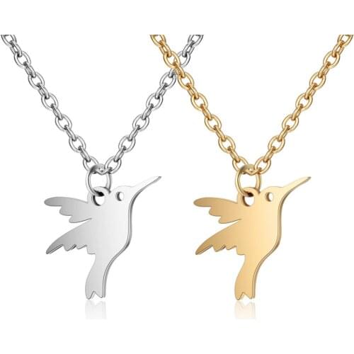 Fashion Jewelry Stainless Steel High Polished Bird Pendant Necklace with 40+5cm Chain Gift for Women/Kids