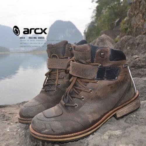 ARCX Motorcycle Ankle Boots Moto Vintage Morocicleta Waterproof Warm Botas Motocross Genuine Leather Outdoors Leisure Chuteiras