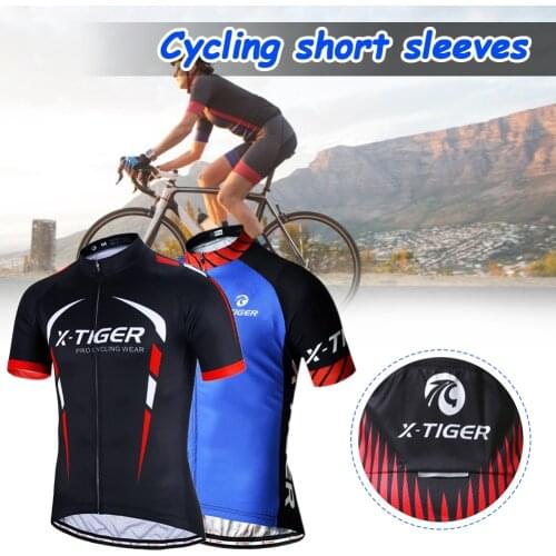 Mens Cycling Jersey Shirt Bike Shirts Quick-Dry Breathable Summer Outdoor Sweat-absorbing Short Sleeve with 3 Rear Pockets