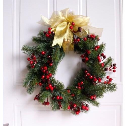 New year Pine needles berry wreath home door room decoration Christmas wall art décor grapevine wreath