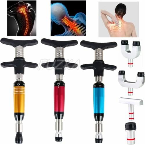 New Manual Chiropractic Gun For Backbone Modulation And Adjustment Stainless Steel 4 Heads Massage Correction Health Care Tool