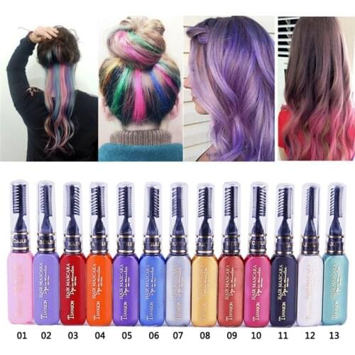 13 Colors One-off Hair Color Dye Temporary Non-toxic DIY Hair Color Mascara Washable One-time Hair Dye Crayons
