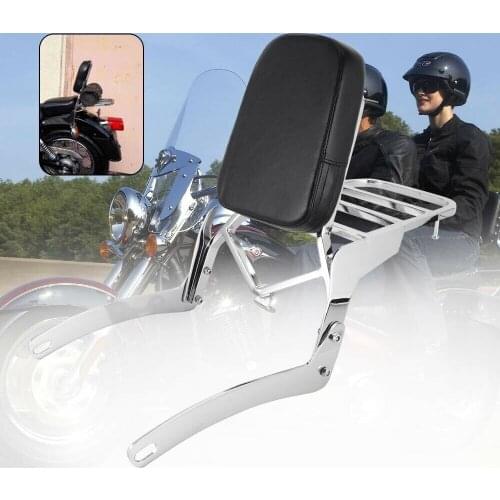Motorcycle Sissy Bar Backrest Pad Steel with Luggage Rack Chrome for Yamaha Virago XV250 XV125