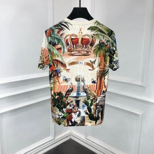 Casual Runway Fashion 2021 Women Men Beach Flower Print Cotton Plus Size XXL 3XL T-Shirt