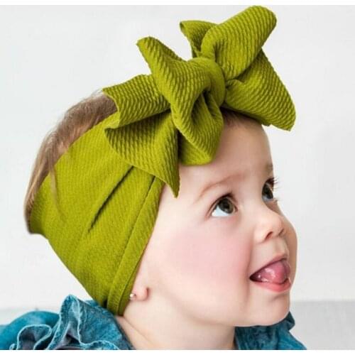 New Coming 24pcs/lot Oversized 7" Bow Headband For Girls Large Hair Bows Elastic Turban Head Wraps Baby Top Knot Hairband