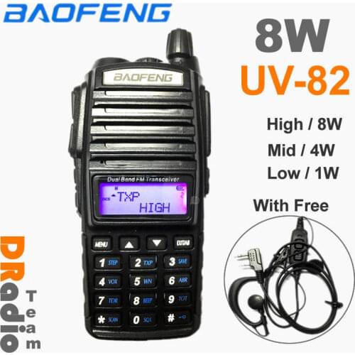 Original Baofeng 8W UV-82 Plus Walkie Talkie VHF/UHF Dual Band Portable CB Ham Station Amateur Police Scanner Radio Intercome