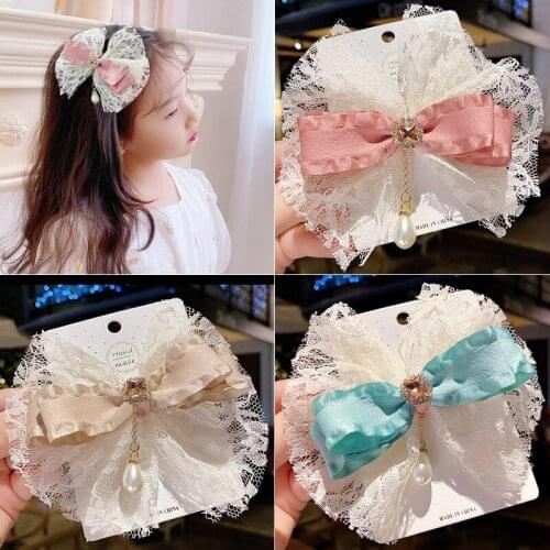 Cute big bow hairpin super fairy lace hairpin girl princess side clip hair accessory headdress baby girl