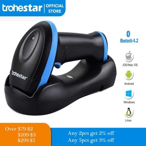 Trohestar Barcode Scanner Portable Bar Code Reader Scanners 1D Laser CCD handheld logistics Escaner for Windows Mac Android iOS
