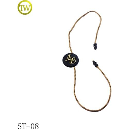 ST08 Custom garment price tag embossed logo string plastic seal tag for clothing hang tag