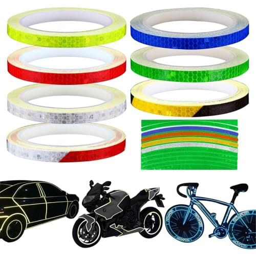 Safety Reflective Sticker Adhesive Tape Roll Strip for Bicycle Bike Car Motorcycle Self-Adhesive DIY Decoration Rim Decoration