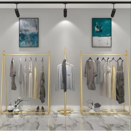 Tieyi clothing store hanger display rack gold display rack clothing rack floor type