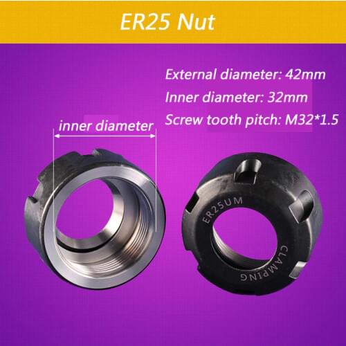High Precision UM Type ER25 Spring Collet Nut Clamping ER25-UM (M32*1.5) For CNC Milling Engraving Machine