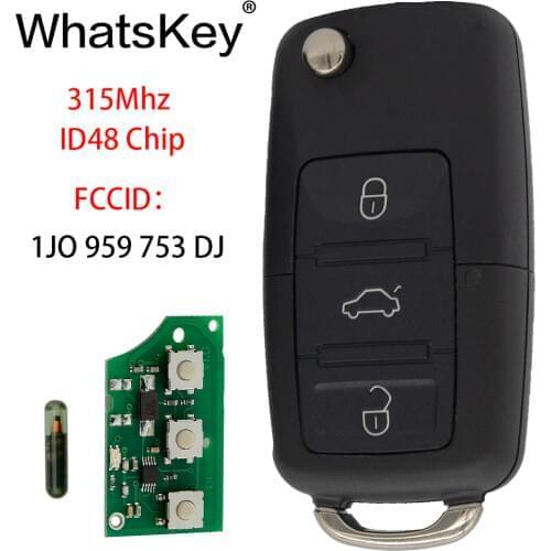 WhatsKey Remote Key 315Mhz ID48 Chip For Volkswagen VW 1JO959753DJ Beetle Bora Passat B5 Golf Polo