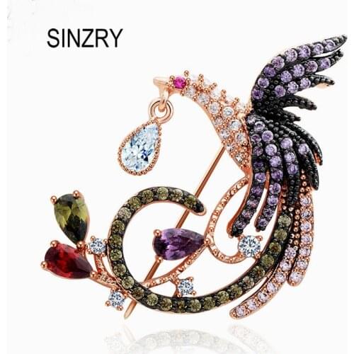SINZRY elegant New colorful CZ Animal Phoenix Brooches for Women trendy fashion zircon Jewelry Banquet Brooch and Pins