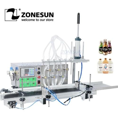 ZONESUN ZS-DTMP6 Automatic Liquid Filling Machine Six Diving Nozzles Essential Oil Perfume Juice Magnetic Pump Bottle Jar Filler